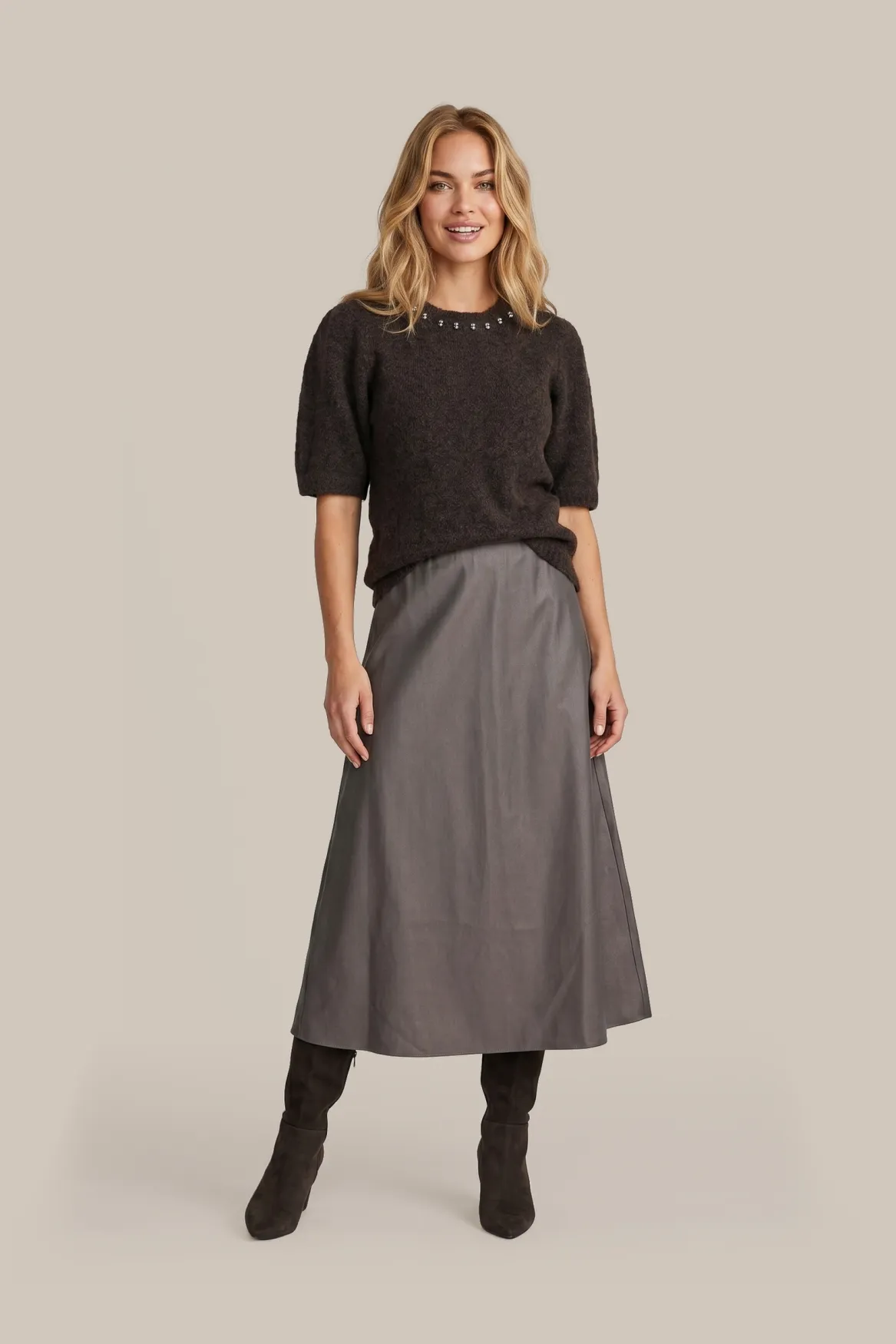 G-maxx Catriona Skirt Dark Earth, donkerbruine rok